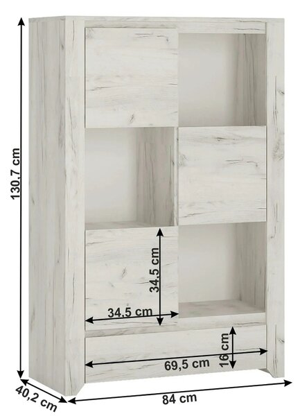 Comoda ANGEL TIP 31, alb, PAL melaminat, 84x40x131 cm