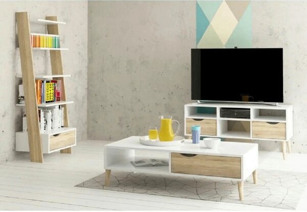 Comoda TV OSLO 75391, stejar sonoma/alb, PAL melaminat, 117x39x57 cm