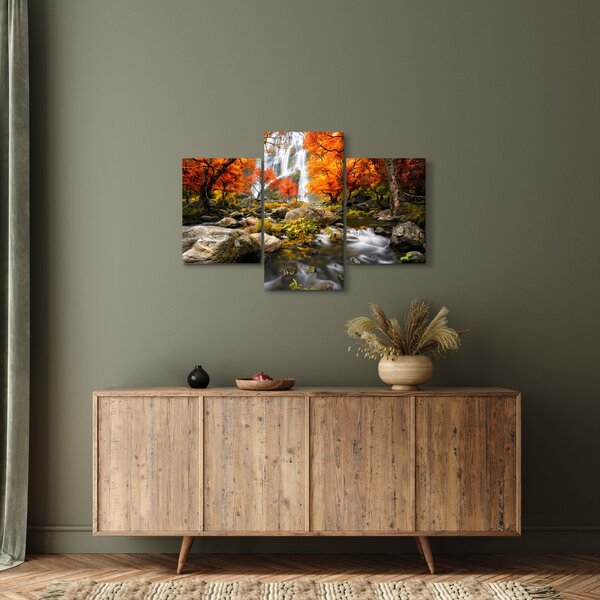 Tablou - Cascade în pădurea portocalie (90x60 cm)