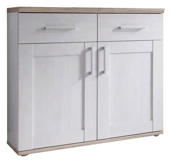 Comoda PROVENSAL, PAL melaminat, alb/stejar San Remo, 96x38x91 cm