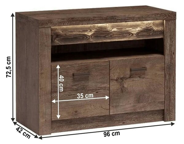 Comoda INFINITY I-10, frasin inchis, PAL melaminat, 96x42x73 cm