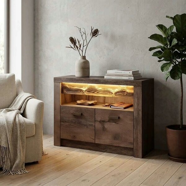 Comoda INFINITY I-10, frasin inchis, PAL melaminat, 96x42x73 cm