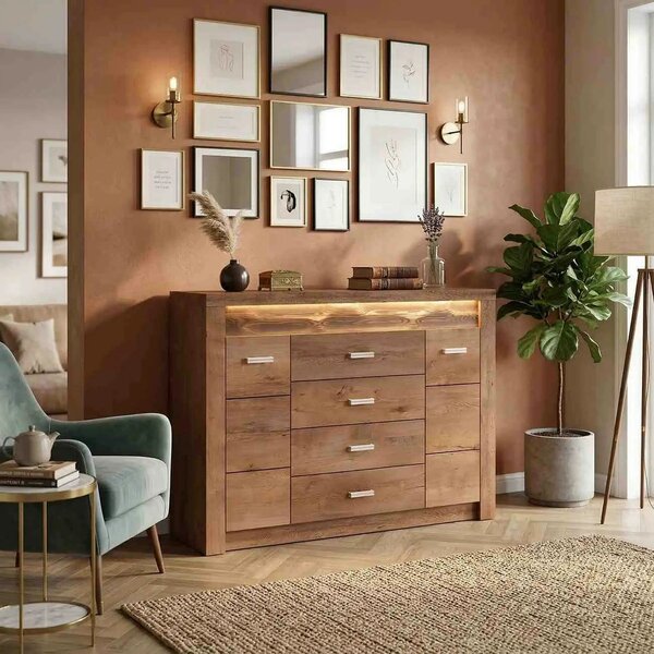 Comoda INFINITY I-07, frasin deschis, PAL melaminat, 137x42x104 cm