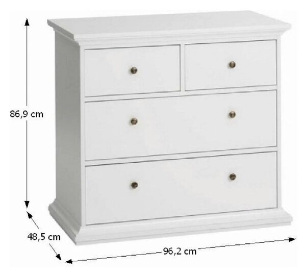 Comoda PARIS, alb, PAL infoliat, 96x49x87 cm