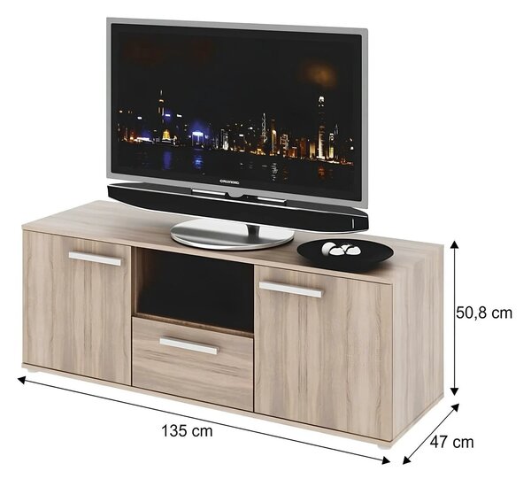 Comoda TV DUNAJ TIPUL10, stejar sonoma, PAL melaminat, 135x51x47 cm