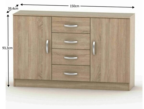Comoda BETTY 2 BE02-019-01, stejar sonoma, DTD laminat, 150x39x94 cm