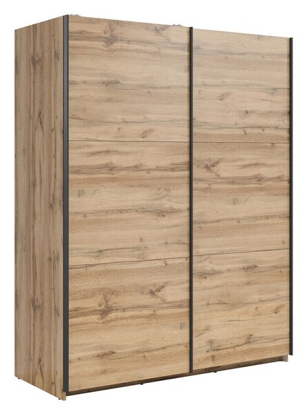 Dulap Livevaro 117, Stejar Wotan, 196x154x60cm, 126.4 kg, Uși dulap: Glisante, Numărul de rafturi: 5, Numărul de rafturi: 5