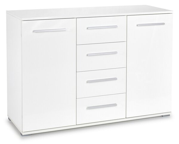 Comodă Cirveso 103, Alb, Alb lucios, PAL laminat, 82x116x41cm, 45.2 kg