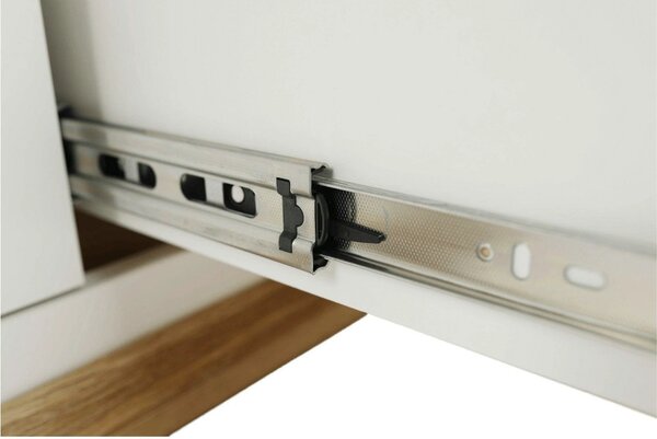 Comoda TV LEON MZ15, alb/stejar grand, DTD laminat, 150x45x55 cm