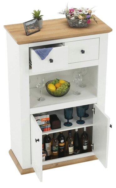 Comoda LEON MZ8, DTD laminat, alb/stejar grand, 85x40x130 cm