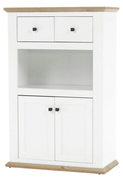 Comoda LEON MZ8, DTD laminat, alb/stejar grand, 85x40x130 cm
