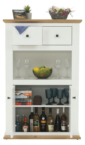 Comoda LEON MZ8, DTD laminat, alb/stejar grand, 85x40x130 cm