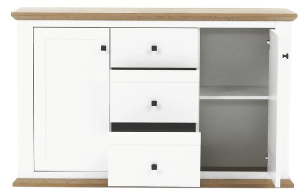 Comoda LEON MZ11, DTD laminat, alb/stejar grand, 140x45x87 cm