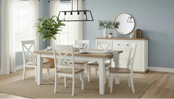 Comoda LEON MZ11, DTD laminat, alb/stejar grand, 140x45x87 cm