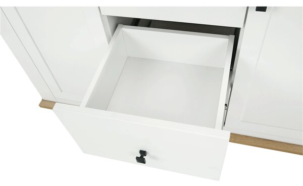 Comoda LEON MZ11, DTD laminat, alb/stejar grand, 140x45x87 cm