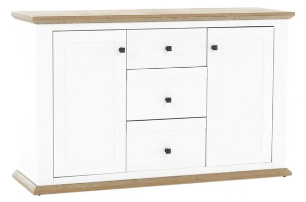 Comoda LEON MZ11, DTD laminat, alb/stejar grand, 140x45x87 cm