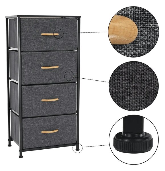 Comoda PALMERA TYP 2, negru/gri inchis, 45x30x95 cm