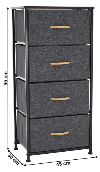 Comoda PALMERA TYP 2, negru/gri inchis, 45x30x95 cm