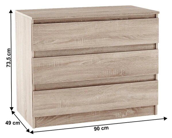 Comoda HANY NEW 003, stejar sonoma, PAL laminat, 90x49x74 cm