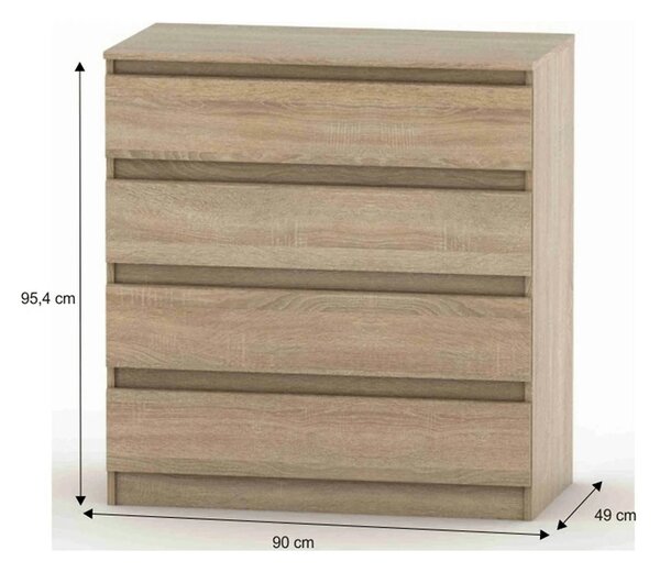 Comoda HANY NEW 004, stejar sonoma, PAL laminat, 90x49x95 cm