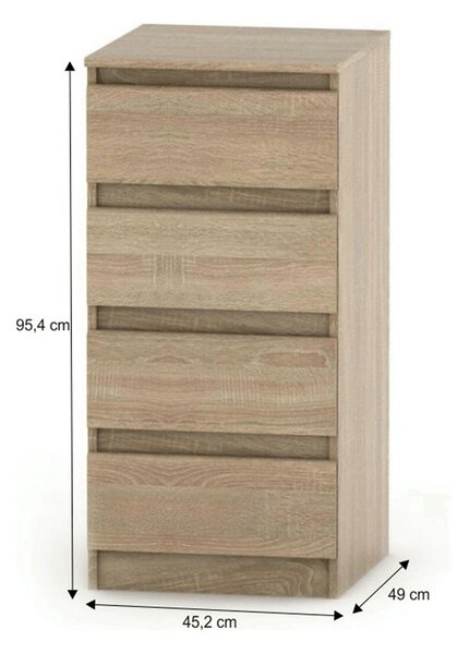 Comoda HANY NEW 009, stejar sonoma, PAL laminat, 45x49x95 cm