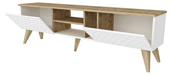 Comoda TV Egg, stejar/alb, PAL melaminat, 180x35x53 cm