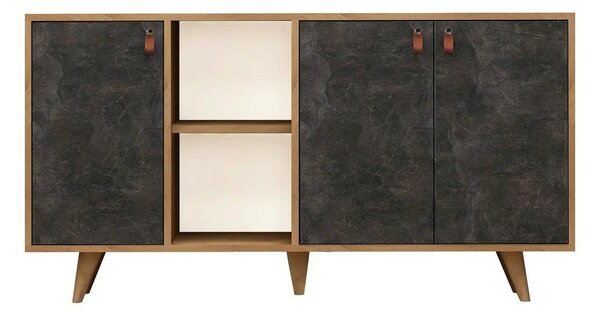 Comoda Planky,stejar/gri antracit, PAL melaminat, 140x40x86 cm