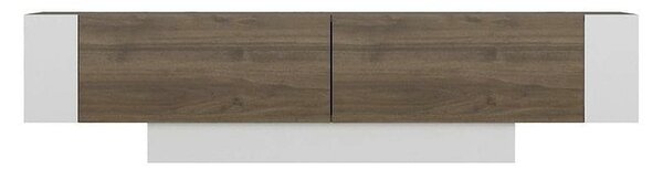 Comoda TV Matera, stejar inchis/alb, PAL melaminat, 150x32x42 cm