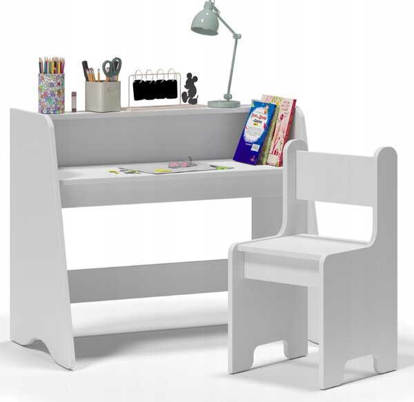 NIKO Set de birou și scaun pentru copii Montessori – alb