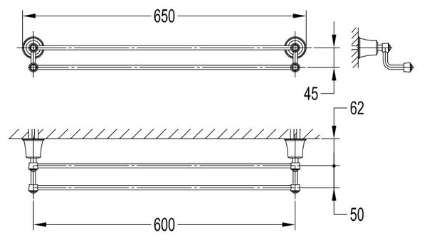 Omnires Art LIne suport prosop cupru AL53226ORB