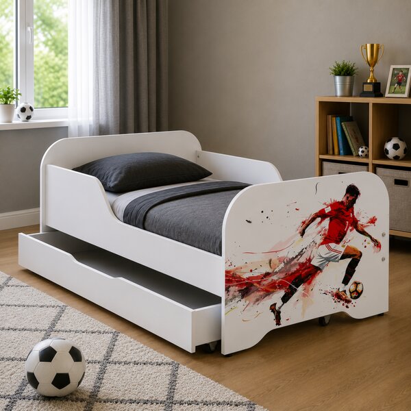Set complet de pat pentru copii 140 x 70 cm, cu saltea și somieră cu lamele - FOOTBALLER