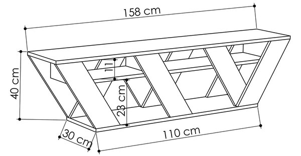 Comoda Ralla, gri antracit, PAL melaminat, 158x30x40 cm
