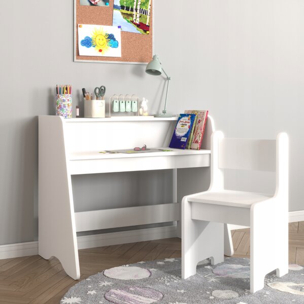 NIKO Set de birou și scaun pentru copii Montessori – alb