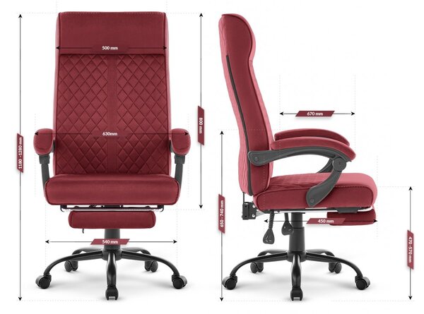 Scaun de birou ergonomic HC-1030, cu șezut cu arc și o capacitate de încărcare de 120 kg – culoare burgund