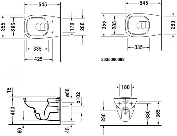 Duravit D-Code vas wc agăţat alb 25350900002