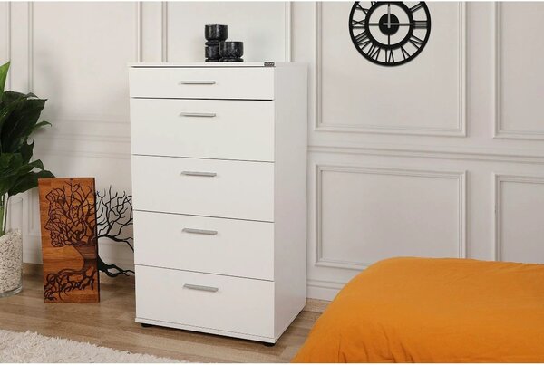 Comoda SFN-550-BB-1, alb, PAL melaminat, 60x44x108 cm
