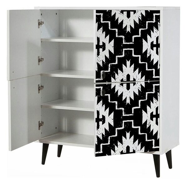Comoda Swan, alb/negru, PAL melaminat, 95x36x111 cm