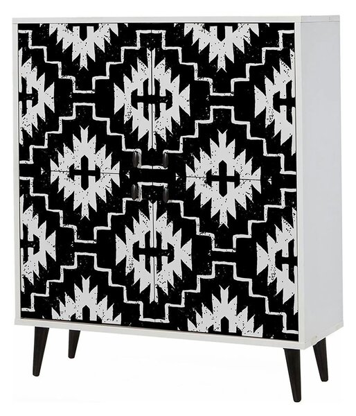 Comoda Swan, alb/negru, PAL melaminat, 95x36x111 cm