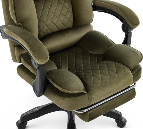 Scaun de birou ergonomic HC-1031 cu suport pentru picioare – verde măslin