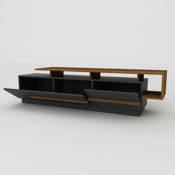 Comoda TV Pia, negru/nuc, PAL melaminat, 180x39x46 cm