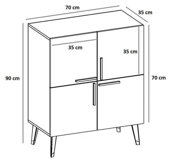 Comoda MAKRO, gri antracit/auriu, PAL melaminat, 70x35x90 cm