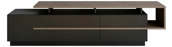 Comoda TV Pia, negru/nuc, PAL melaminat, 180x39x46 cm