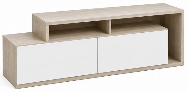 Comoda TV Nexera, stejar deschis/alb, PAL melaminat, 150x35x43 cm