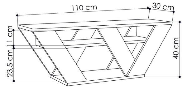 Comoda TV PIPRALLA, stejar, PAL melaminat, 110x30x40 cm