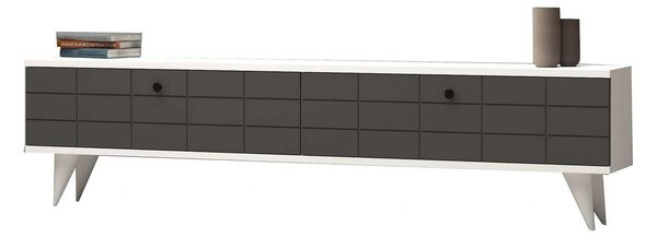Comoda TV Alberi, alb/gri antracit, PAL melaminat, 160x25x35 cm