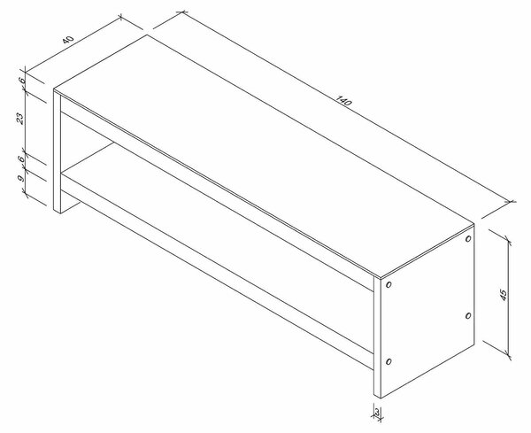 Comoda TV TV301, nuc, lemn/sticla, 140x40x45 cm