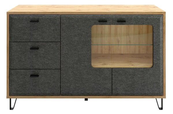 Comoda GRACE, stejar/gri antracit, PAL laminat, 144x42x90 cm