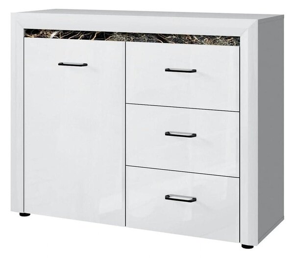 Comoda WHITEBLACK, alb/negru, PAL, 116x40x92 cm