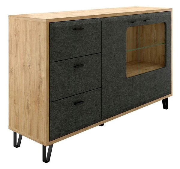 Comoda GRACE, stejar/gri antracit, PAL laminat, 144x42x90 cm