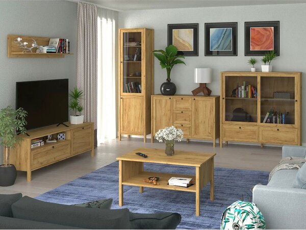 Comoda TV KLARK, stejar auriu, PAL laminat, 160x42x54 cm
